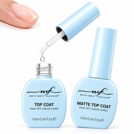 MEFA MEET FASHION Glossy and Matte Gel Top Coat Set, No Wipe 2 Pcs 10ml