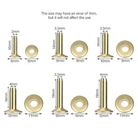 WUTA 40 Piece Copper Rivets Set, Pure Copper Rustproof Leather Rivets Set for Belts, Purses, Collars, Leather, DIY Craft Supplies (Brass, 4 Sizes