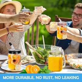 Mason Jar Lids with Pour Spouts, Moonshine Free Flow Pouring Dispenser, fit 2.75 Inch Regular Mouth Mason Jar, Dust Proof Cover, Silver QurHapzy(2Pack)