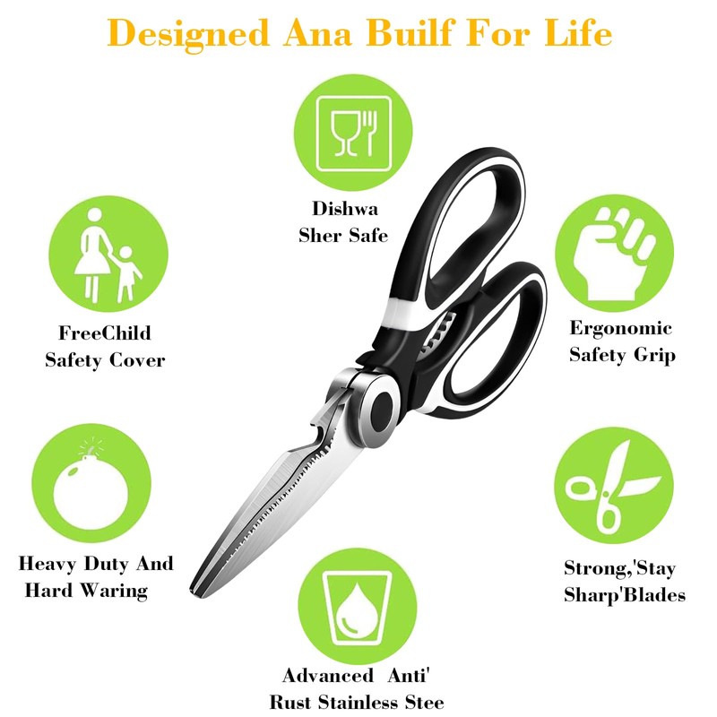 KISUOMAOYI Heavy Duty Kitchen Scissors, Sharp Kitchen Scissors Multipurpose Utility