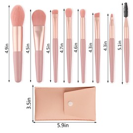 Professional Makeup Brushes Set Mini Makeup Brushes 8Pcs Portable Make up Set Premium Makeup Brushes Kits with PU Leather Bag Foundation Powder Cosmetic Brush Blush Blending Eyeshadow Brushes Sets