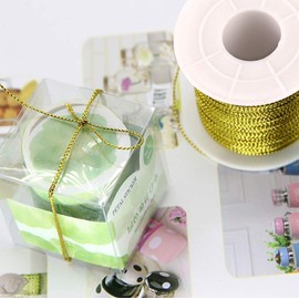 Gold Thread Metallic Tinsel String Cord 1mm Non Stretch Thread for Ornament Hanging Gift Wrapping Craft Making (Gold)
