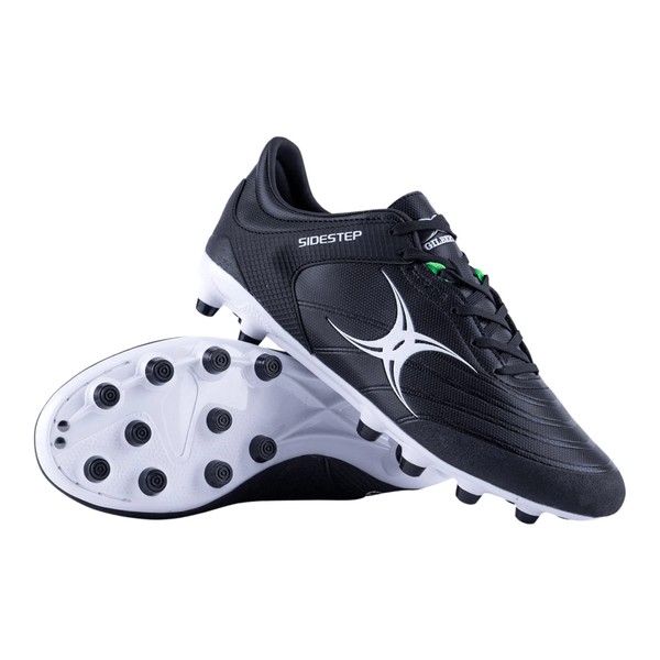 Gilbert Sidestep X15 MSX Moulded Rugby Cleats, Black