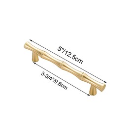 AchNau 10pcs Cabinet Handles Hole Centers 3-3/4", Bamboo Shape Kitchen Cupboard Dresser Closet Drawer Door Pulls Gold