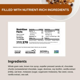 Erin Baker's Homestyle Granola Cereal with Ancient Grains, Double Chocolate - Made from Natural Ingredients, Source of Plant-Based Protein - Vegan Friendly, Non-GMO, 12oz Bags, 6-Pack