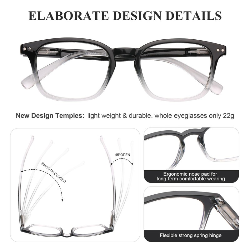 AQWANO Clear Reading Glasses for Women Men 2.5 Blue Light