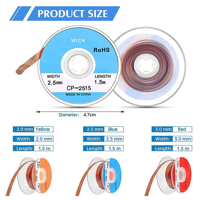 12 Pieces Solder Wicks Desoldering Wick Solder Braid Wire Electrical
