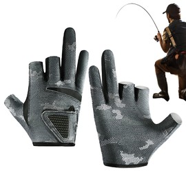 Fish Gloves | 3 Finger Cut Anti-Slip Fishing Gloves | Anti-Slip Windproof Hand Protector Fingerless Fish Accessories for Paddling, Hunting & Driving