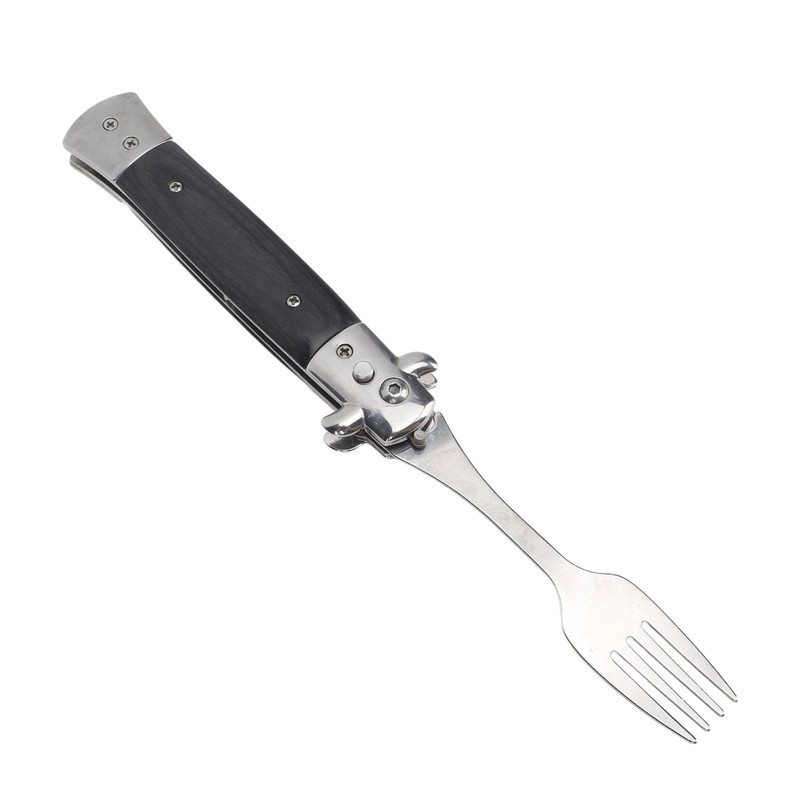 Folding Spring Fork Reusable Stainless Steel Automatic Foldable Spring Fork