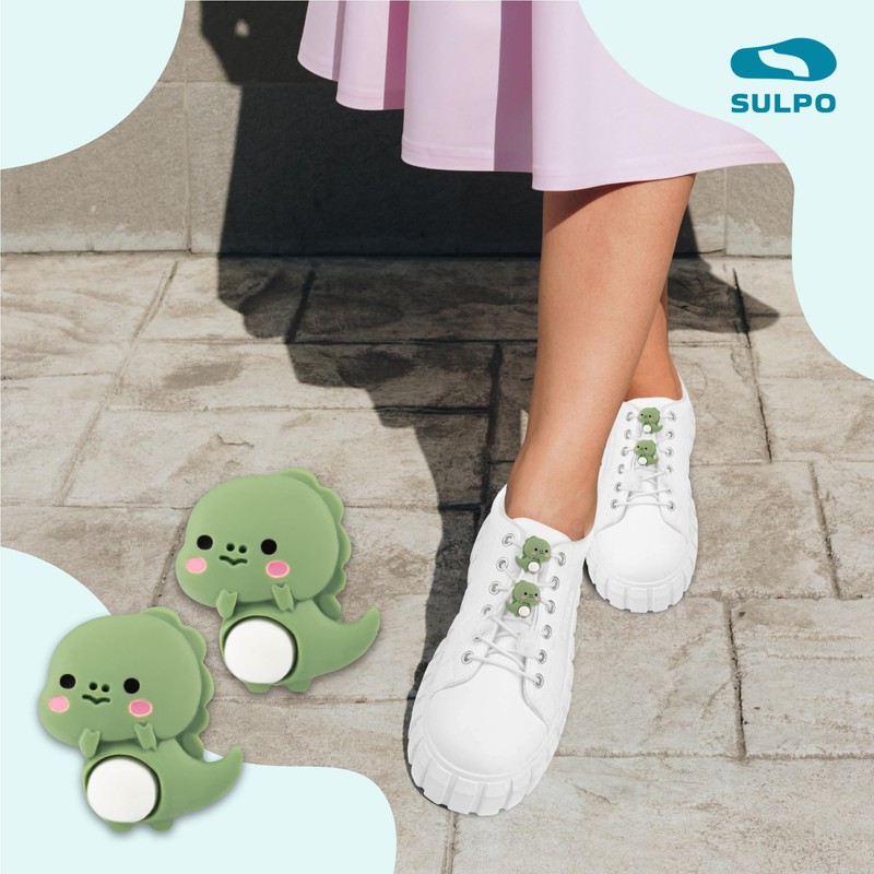 SULPO 2-in-1 Set Shoe Charms with White Elastic Shoelaces without