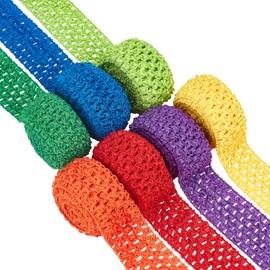 BENECREAT 15 Yards 1.5" Wide Elastic Crochet Headband 7 Mixed Color Ribbon Crochet Stretch Trim for Hair Accessories and Tutus Dresses, 2.18 Yards per Roll