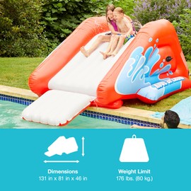 Intex Kool Splash Inflatable Water Slide Play Center for Outdoor Swimming Pool and Backyard with Built in Sprayer, Handles, and Stairs, Red