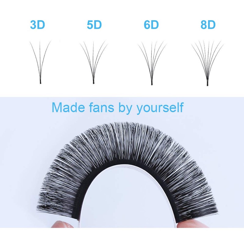 Volume Eyelashes, 0.07 mm Thickness, DD Curl, 10 mm Length,
