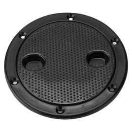 Boat Hatch Deck Plate, 4in Black Round Non Slip Inspection Hatch with Detachable Cover for Marine Access Boat RV