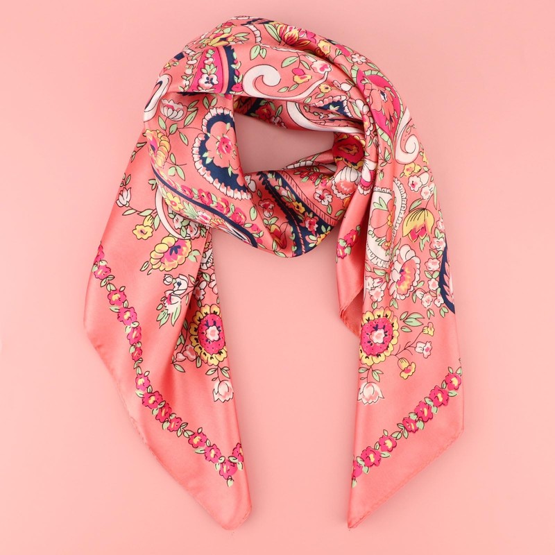 DRESHOW 35'' Large Square Satin Head Scarf - 4PCS Silk