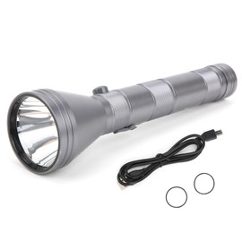 LED Flashlight Aluminum Alloy Super Bright USB Rechargeable Silver Torch for Outdoor Hiking Emergency