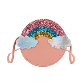 Suillty Little Girls Crossbody Purse Toddler Kids Small Cute Rainbow Shoulder Bag Round Princess Handbag