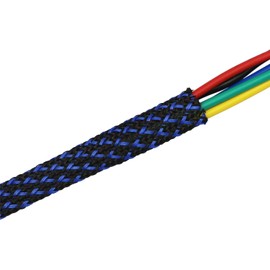 30ft PET Expandable Sleeving Wire Cable Sleeve (1/3", Blue&Black)