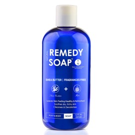 Truremedy Naturals Shea Butter - No Fragrance Body Wash for Men and Women - Hydrating and Soothing Shower Gel Rosemary, Jojoba, Aloe - 12 oz - Moisturizes