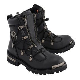 Milwaukee Leather MBL9375 Women's Premium Black Leather Diamond 6-Inch Twin Zipper Lock Motorccycle Riding Boots - 10