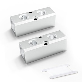 GASHER 2PCS 2 Way 4 Port Aluminum Pneumatic Manifold Air Distribution Block Splitter 1/4" Output Port 1/2" Supply Port
