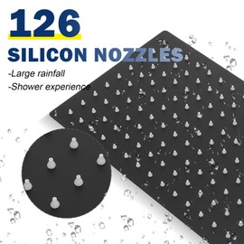 Rain Shower head, NearMoon High Flow Stainless Steel Rainfall ShowerHead, High Pressure Design, Awesome Shower Experience Even At Low Water Flow (12 Inch Rectangle, Matte Black)