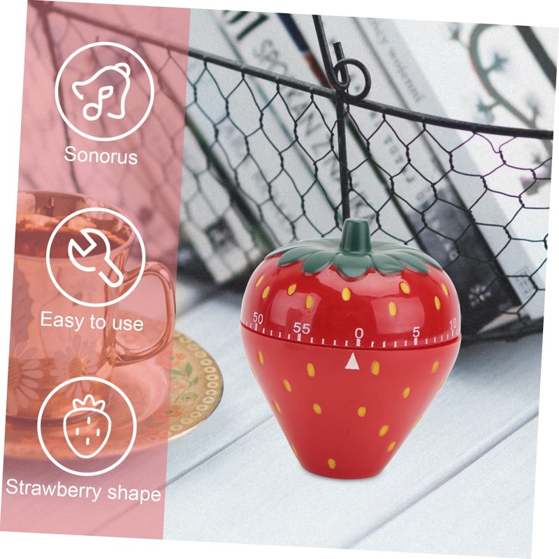 Ciieeo 1Pc Strawberry Shaped Mechanical Timer Cute Household Baking Timer