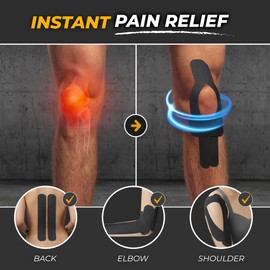 Kinesiology Tape-Incredible Support for Athletic Sports and Recovery+Free Taping Guide-Uncut 2 inch 16.4 feet Roll (Midnight Black + Free Taping Guide, Pack of 1)