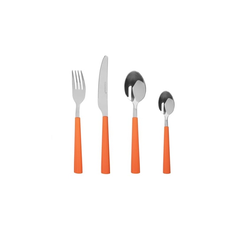 Generico 1 Set of 16 Stripe Cutlery 18/0 Orange, Stainless