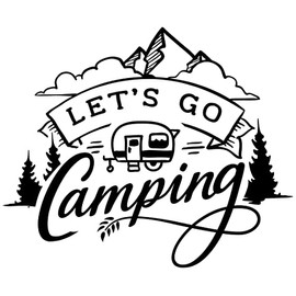 Samunshi® Let's Go camping lettering sticker, car sticker, windscreen sticker, motorcycle sticker, 25 x 21 cm, black