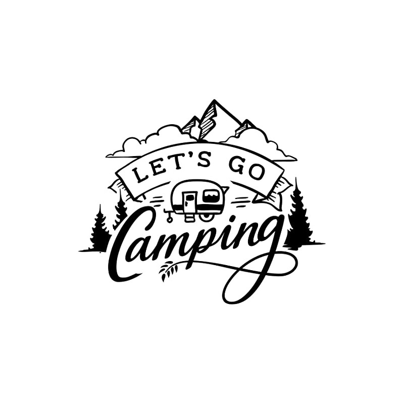 Samunshi® Let's Go camping lettering sticker, car sticker, windscreen sticker,