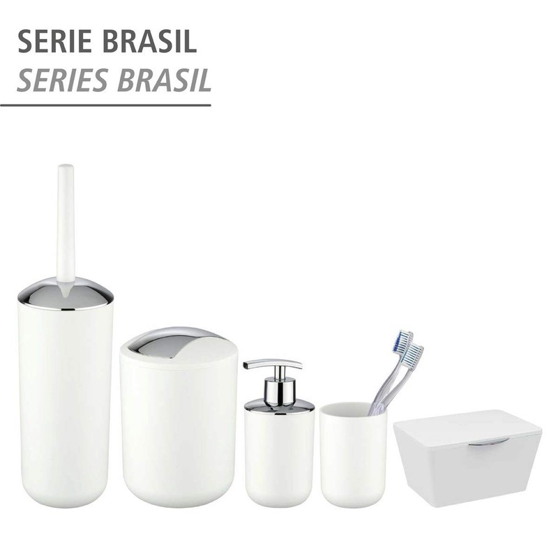 WENKO Brasil Swing Cover Bin, White, 14 x 14 x