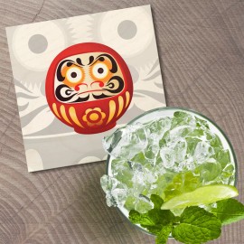 Unbranded Daruma Doll Japan Gift Serious 4'' X 4'' Square Wooden Coaster