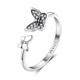 Ring for women made of silver made of two butterflies. Rings for women made of silver with silver or gold surface. Women's jewellery ideal for couples, mothers, girlfriends. Women's rings silver, Gold