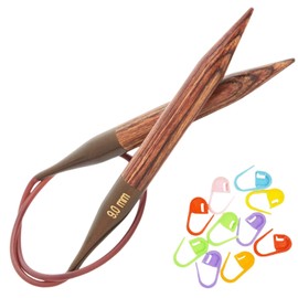 KnitPro Ginger Circular Knitting Needles 47 inch, Size 11 (120cm, 8.00mm) with 10 Colorful Stitch Markers