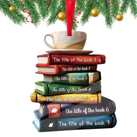 2024 Christmas Book Tree Ornament, Book Lover's Tree Ornament, Acrylic Christmas Tree Ornament Gift for Her Librarian, Book Club Gift - Flat Printed 2D Acrylic Ornament(C)