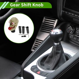 HOPESPANNER 9.5cm Skull Shift Knob Universal Gear Shifter Knob Resin Stick Shifter Lever Knob for Automatic and Manual Vehicle with 3 Adapter Beige 1 Set