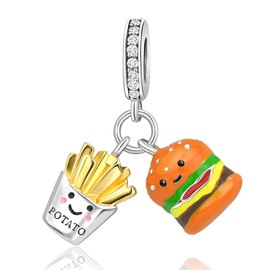 YUMINN Food Series Charms for 925 Sterling Silver for Women Bracelets & Necklaces Dangle Pendant for Christmas Valentine's Day Mother's Day Jewellery Gifts for Women, Sterling Silver, Cubic Zirconia