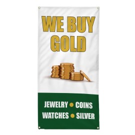 genetic/unbranded Vertical Vinyl Banner Multiple Sizes We Buy Gold Jewelry Coins Watches Silver - 144x60inches