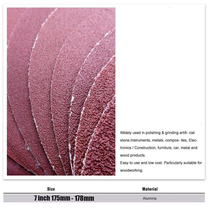 Assorted 7inch 180mm Round Sandpaper Disk Sand Sheets Grit 60/80/120/180/240/400