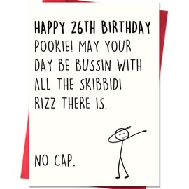 Smithtuy 26th Birthday Card,26th Birthday Decorations & Gifts for Men Women Husband Wife Boyfriend Girlfriend Coworker Friend,Funny 26 Year Old Birthday Gifts with Gen Z Slang Meme-Inspired Design