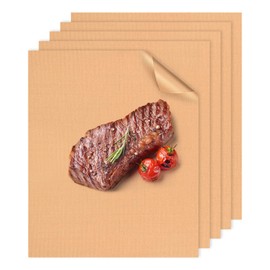 M METERXITY 5-Pack Grill Mats for Outdoor Grill 16 X13 Inch, Nonstick Grilling Mats Reusable Sheet Liner for Griddle/Cooking/Baking Mats/Charcoal/Barbecue Smoker[Copper]