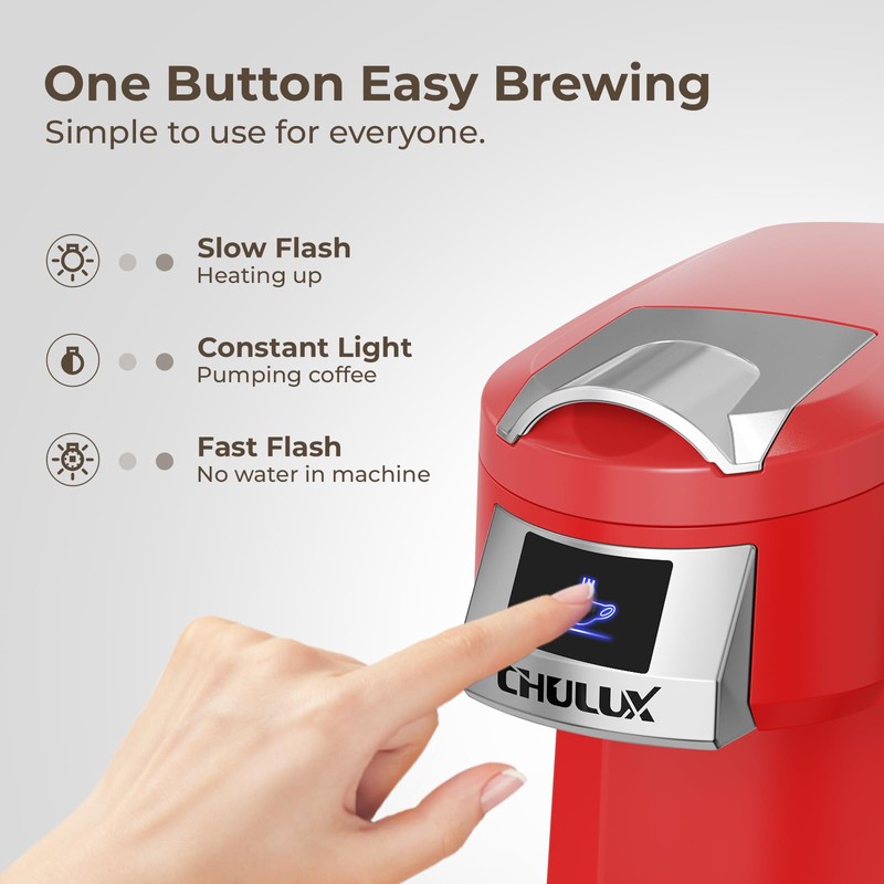 CHULUX Classic Single Serve Coffee Maker for K Cup, One