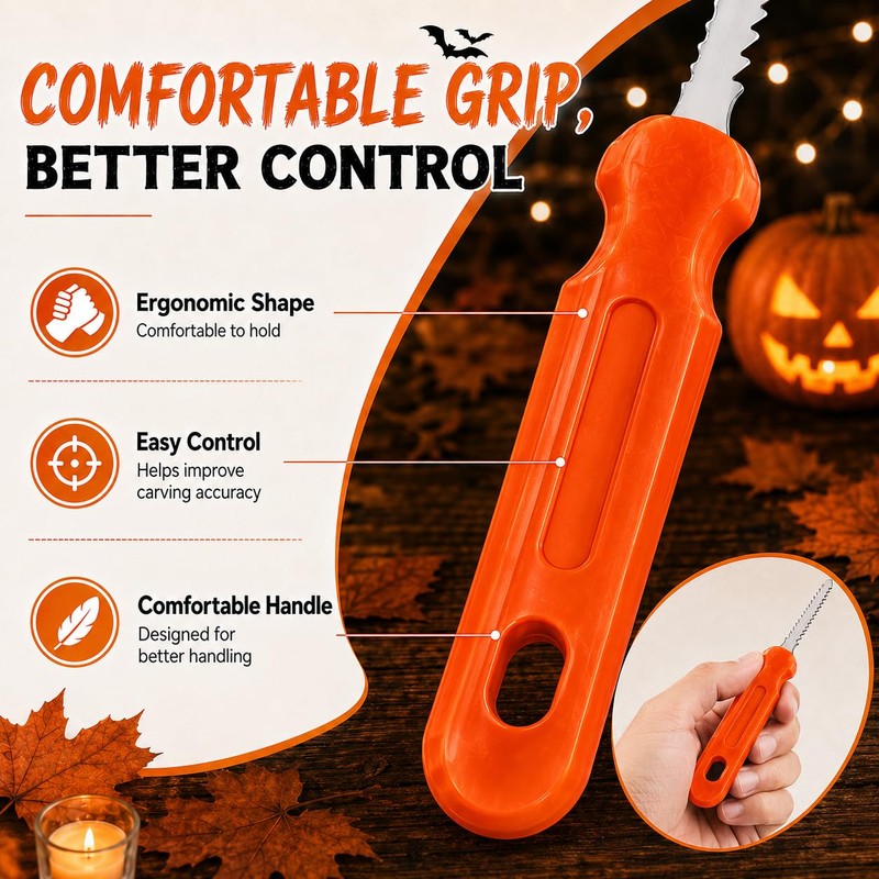 Halloween Pumpkin Carving Kit with 7 Stainless Steel Tools