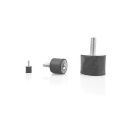 10 x Rubber Buffer Type B Diameter 15 mm 10 mm M5 WTB® Rubber Metal Buffer with Internal and External Thread Metal Parts Galvanised Steel Natural Rubber Hardness 55 ° Shore