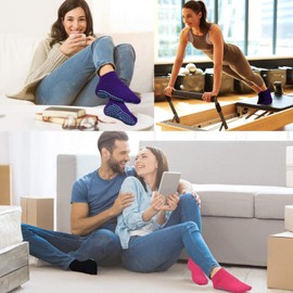 ELUTONG Yoga Socks for Women Non Slip - 4 Pairs Anti Skid Pilates Barre Ballet Fitness Hospital Socks UK 7-10