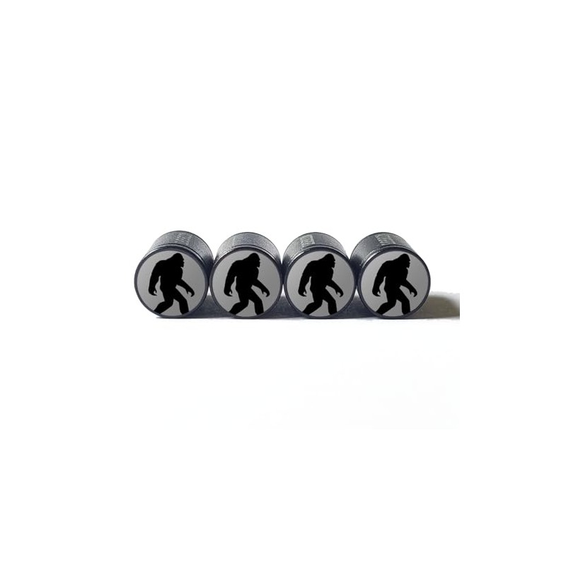 Bigfoot Sasquatch Walking (Gray Background) Tire Valve Stem Caps -