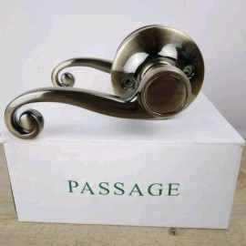 Unbranded New Passage Door Lever Knob Handle Lockset RV Mobile Home Curl Style Brass Tone