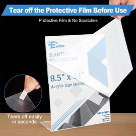 EHWINE 3 Pack 8.5 x 11 Acrylic Sign Holder, Clear Plastic Signs Display Stand, Vertical Slanted Back Paper Holder Stand up Table Top Sign Holders Flyer Stand Frames Suitable for Office Business Store