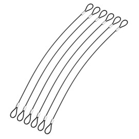 YOKIVE 6 Pcs Safety Cable Locks, Stainless Steel Security Wire Ropes with Double Loop | Great for Homes Doors Fences (Black, 12-Inch, 2mm Dia)